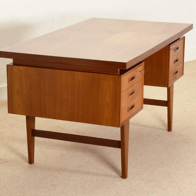 Mid-Century Danish Teak Writing Desk, 1960 For Sale - Image 4 of 14