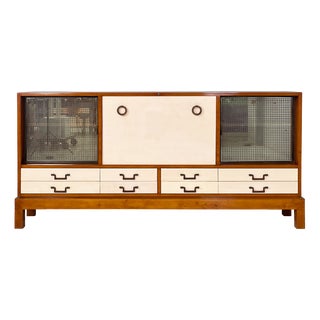 Italian Art Deco Sideboard in Brass and Glass, 1940s For Sale