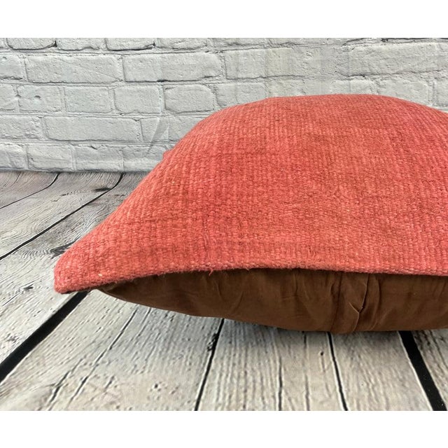 20 x 20 Hemp Pillow Turkish Cushion Natural Pinkish Red Pillow Cushion Cover For Sale - Image 4 of 4