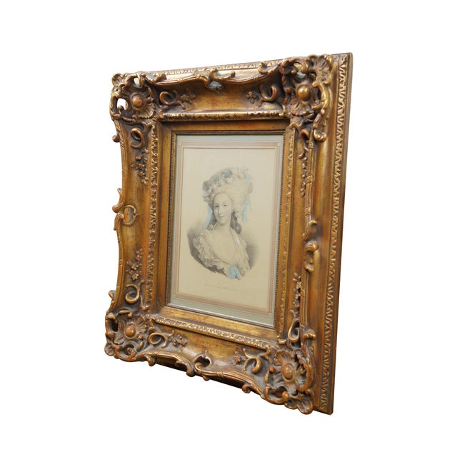 Victorian Antique Italian Baroque Madame La Princesse De Lamballe Lithograph Print Framed For Sale - Image 3 of 11