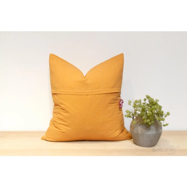 1990s Durian Yellow Handmade Pillow Cover For Sale - Image 5 of 6