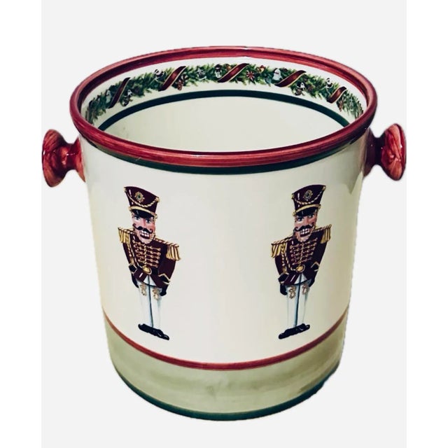 Ceramic Vintage Portuguese Ceramic Ice Bucket With Nutcrackers by Christopher Radko For Sale - Image 7 of 8