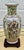 Chinese Vtg. Figural Raised Painted Chinese Vase W/Rosewood Stand For Sale - Image 3 of 15