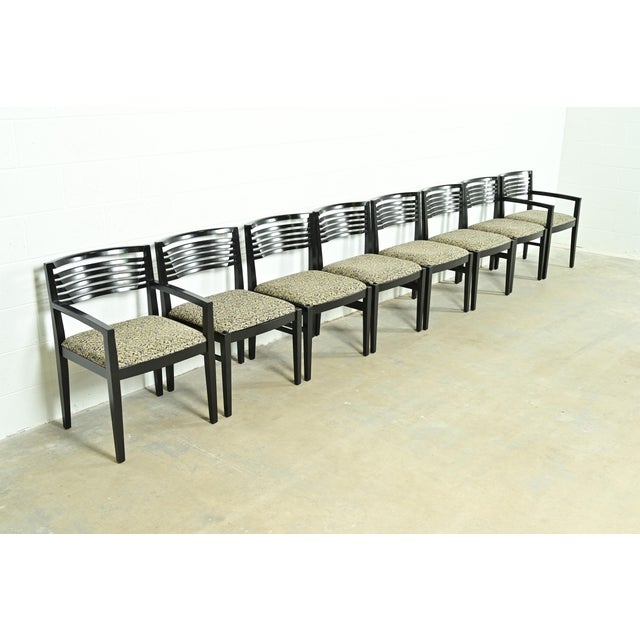 Knoll Knoll Postmodern Black Lacquered Ricchio Dining Chairs, Set of Eight For Sale - Image 4 of 15