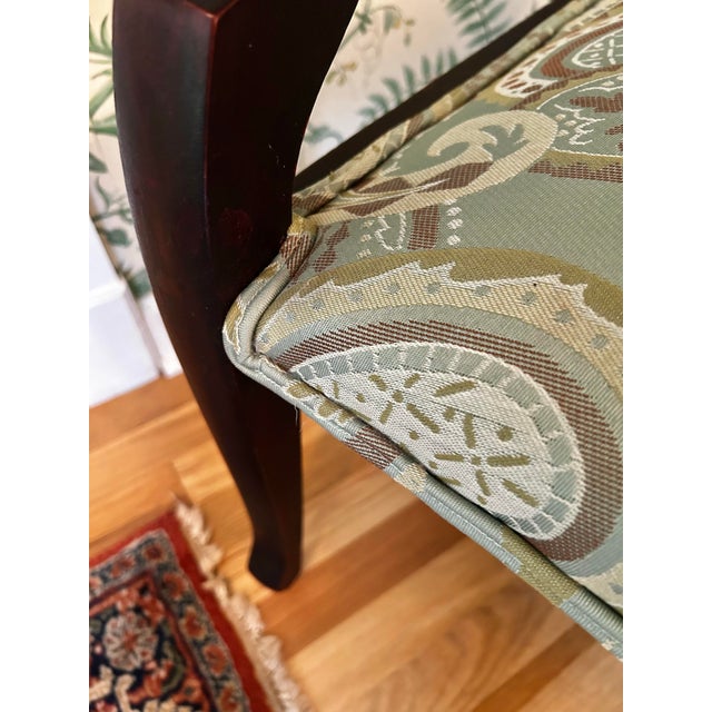 Early 20th Century American Classical Revival / Empire Revival Mahogany Settee With New Paisley Upholstery For Sale - Image 11 of 15