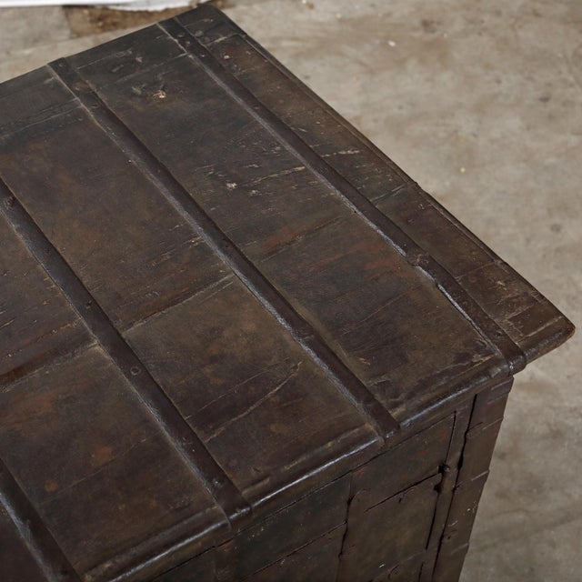 Indian Antique Indian Teakwood Pitara Chest Console For Sale - Image 3 of 8