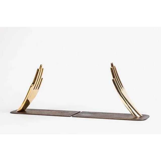 Mid-Century Modern Carl Auböck Model #1928 'Hands' Brass Bookends - a Pair For Sale - Image 3 of 9