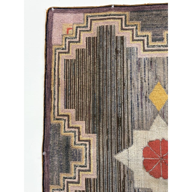 Vintage Hand Hooked Geometric Area Rug For Sale In Orlando - Image 6 of 18