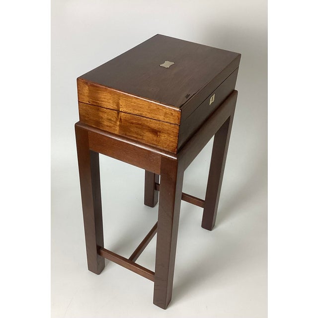 Traditional Antique 19th C Georgian Mahogany Writing Box on Stand For Sale - Image 3 of 13