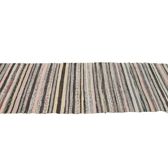 Mid 20th Century Long Vintage Rag Runner Rug For Sale - Image 4 of 7