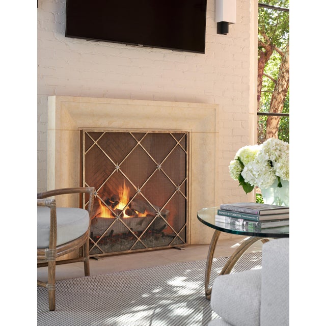 Gold Rubbed Black Celeste Fireplace Screen Iron For Sale - Image 11 of 11