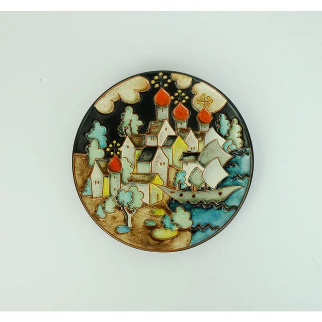 Wall Plate by Gustav Heinkel for Karlsruher Majolika, 1930s For Sale - Image 4 of 8