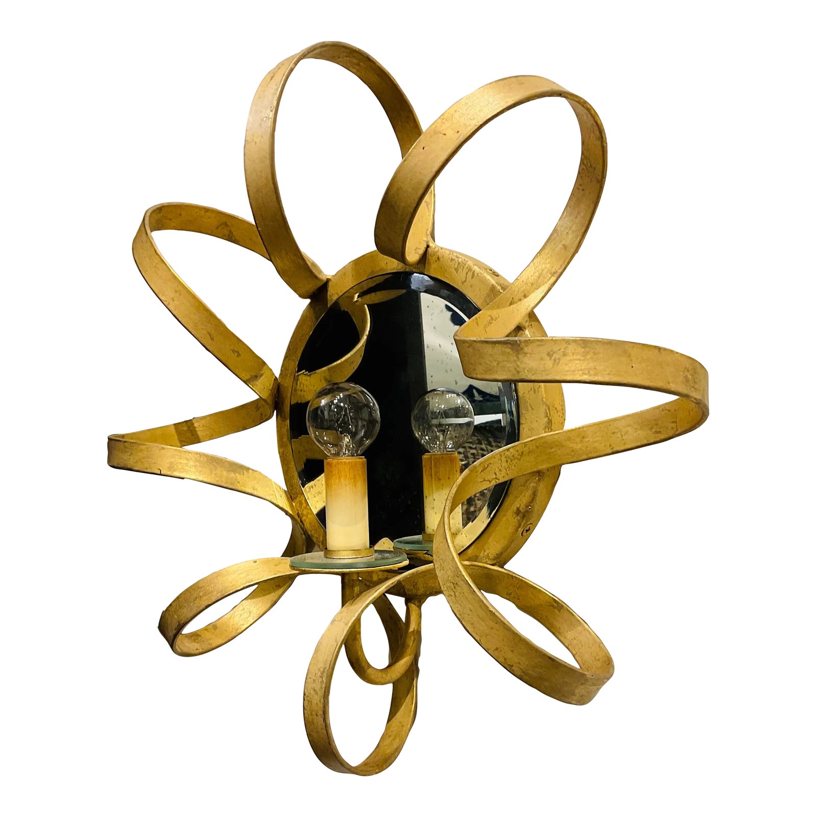 Modern Gold Leaf Finished Ringmaster Sconce | Chairish