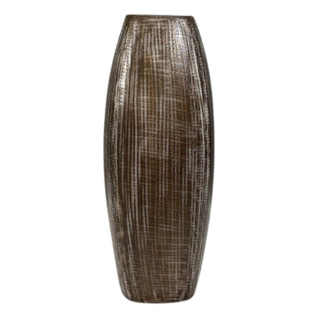 Ingrid Atterberg, Ekeby, Swedish Mid-Century Modern, Tan Vase, Stoneware,1960s For Sale