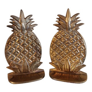 1960s Hollywood Regency Brass Pineapple Bookends - a Pair For Sale