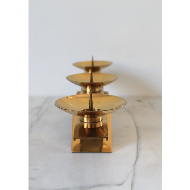 Late 20th Century Vintage Japanese Modernist Brass Candle Holder For Sale - Image 5 of 12