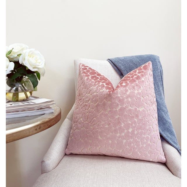 Pink Leopard 20x20 Velvet Throw Pillow With Feather Down Insert For Sale - Image 4 of 6