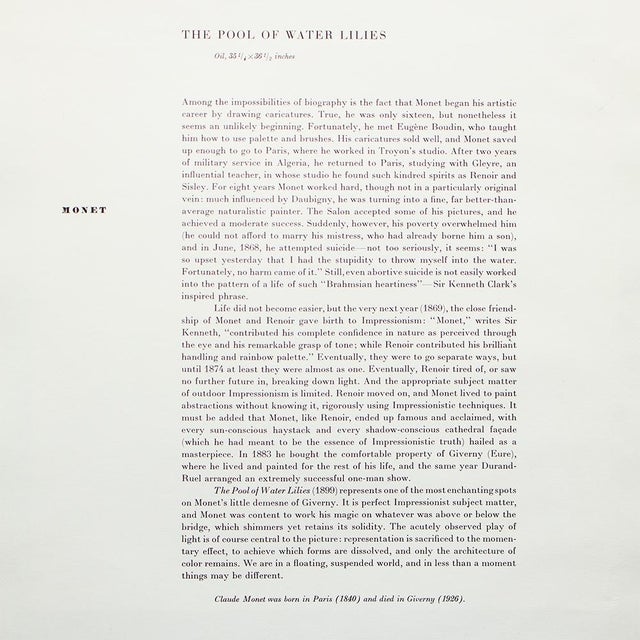 1950s After Claude Monet "The Pool of Water Lilies", First Edition Swiss Full-Color Print For Sale In Dallas - Image 6 of 9