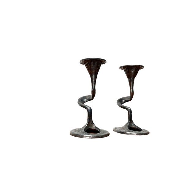 Mid-Century Italian Brutalist Amadeus Series Candleholder by Kurt Jesch for Fratelli Tonini, 1960s, Set of 2 For Sale