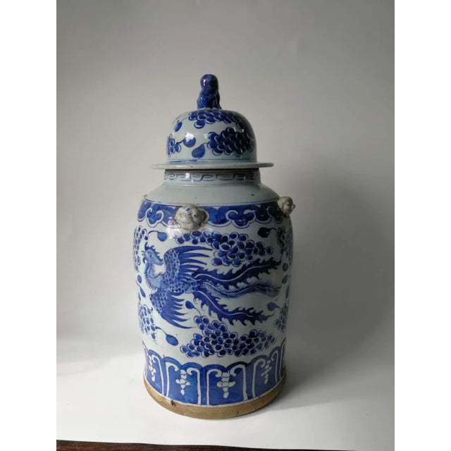 2020s Blue and White Phoenix Porcelain Ginger Jar For Sale - Image 5 of 9