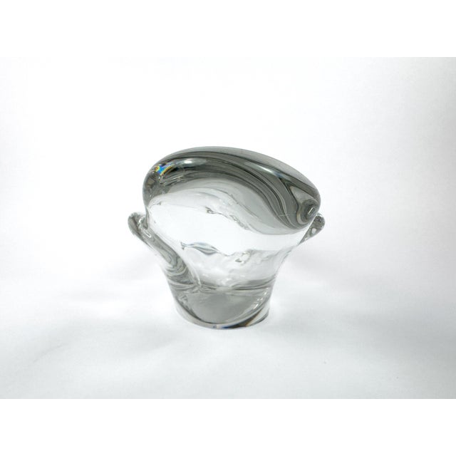 Glass Daum France Signed Freeform Clear Crystal Centerpiece Bowl, Mid-Century For Sale - Image 7 of 13