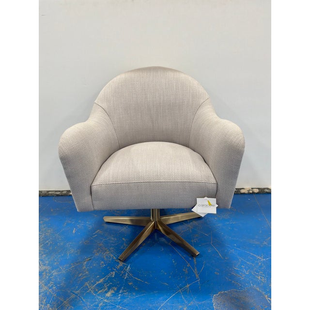 Textile Caracole Modern Swivel Chairs - Pair. For Sale - Image 7 of 9