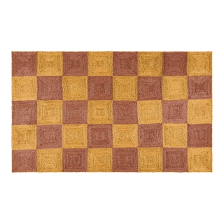 Part & Parcel Goods Jute Block Runner, 2’6”x8', Topaz and Mustard For Sale