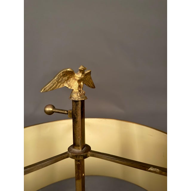 Early 20th Century French Bronze and Tall French Bouillotte Style Table Lamp With Red Hand-Painted Shade For Sale - Image 9 of 16