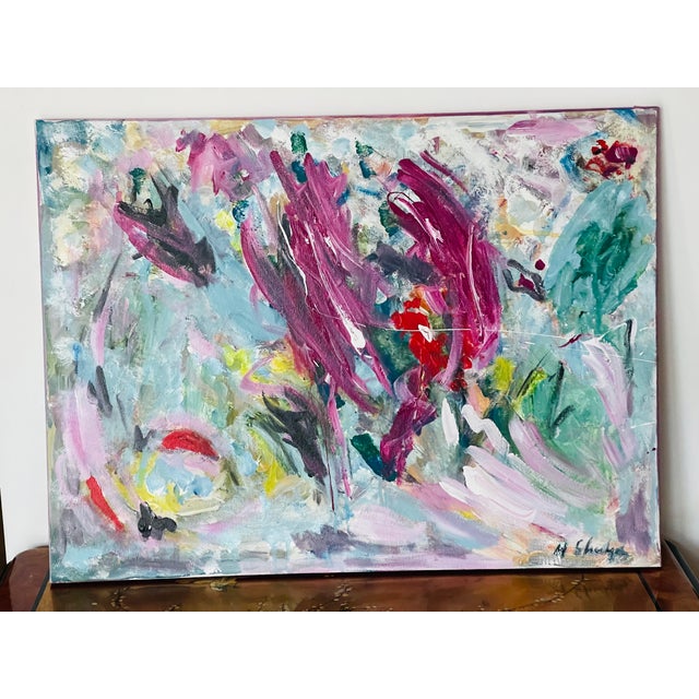 Abstract Mixed Media on Canvas Deep Purple Boca by Elia For Sale In Miami - Image 6 of 7