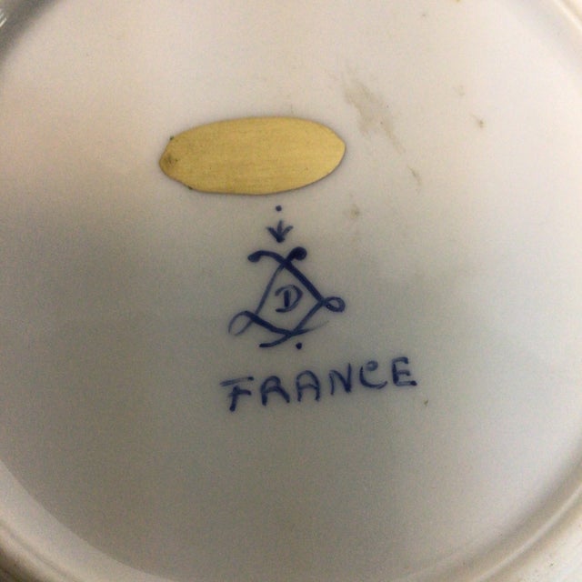 Brass Vintage Sevres France Gold Gilt Brass and Porcelain Handled Dresser Tray For Sale - Image 8 of 12