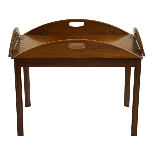 Art Deco Antique English Butlers Table With Brass Screws For Sale - Image 3 of 9