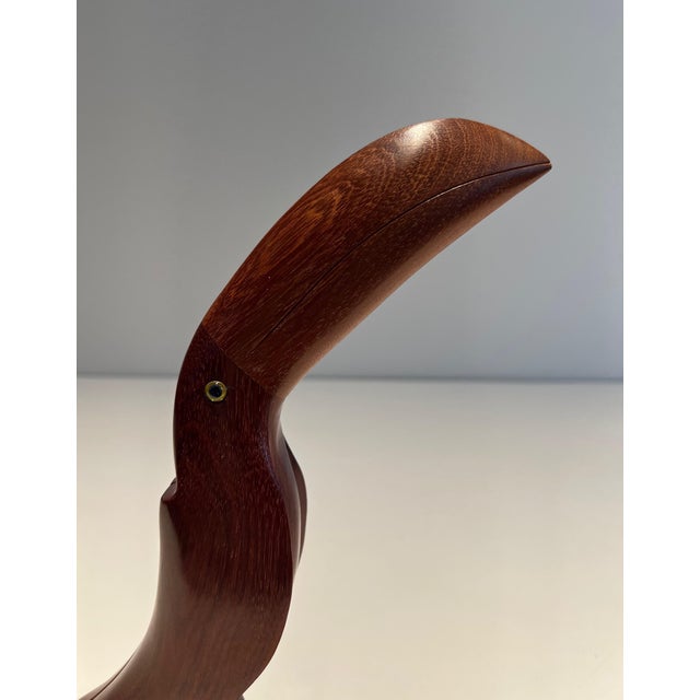 1970s Exotic Wood Toucan with Glass Eyes For Sale - Image 9 of 12