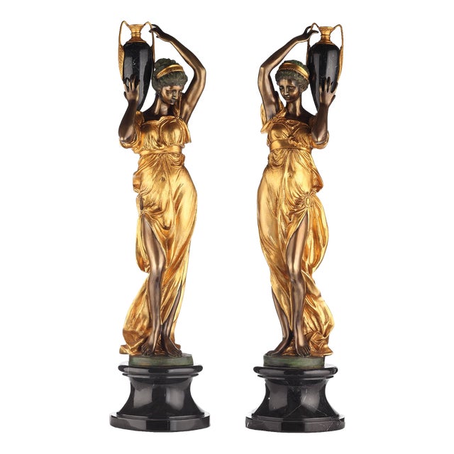 Couple of Maidens with Amphora, 2000s, Bronze, Set of 2 For Sale
