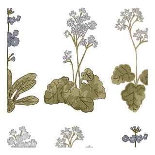 Lauren Servati Textiles, Primula Wallpaper in Blues For Sale