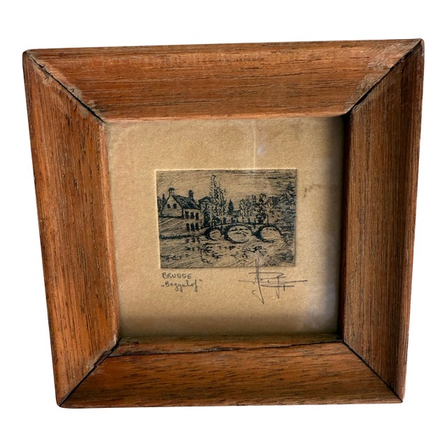 Tiny Etching - Bridge, Framed For Sale