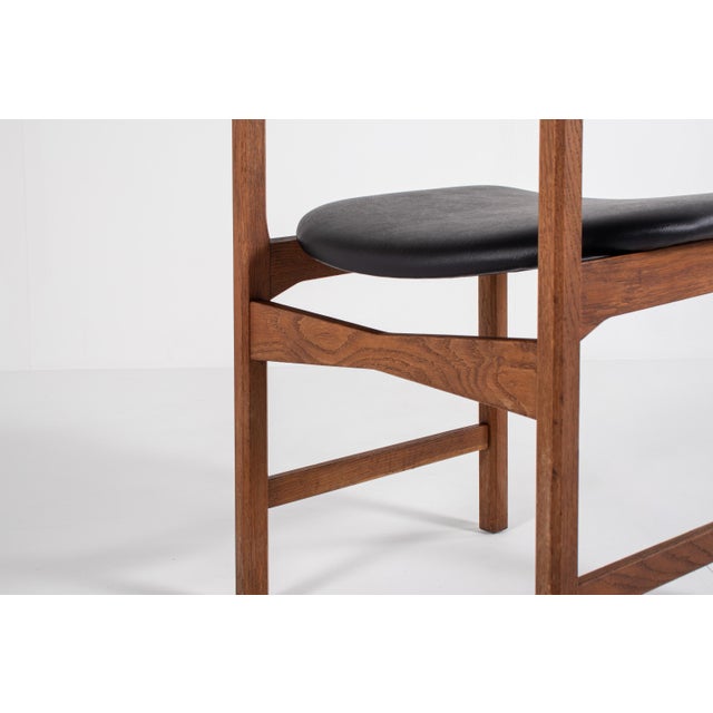 Danish Oak and Black Skai Dining Chairs, 1960s, Set of 4 For Sale - Image 15 of 18