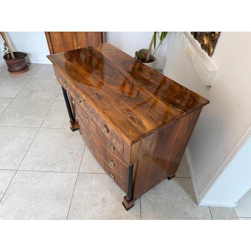Empire Chest of Drawers with Columns in Walnut Veneer For Sale - Image 9 of 15