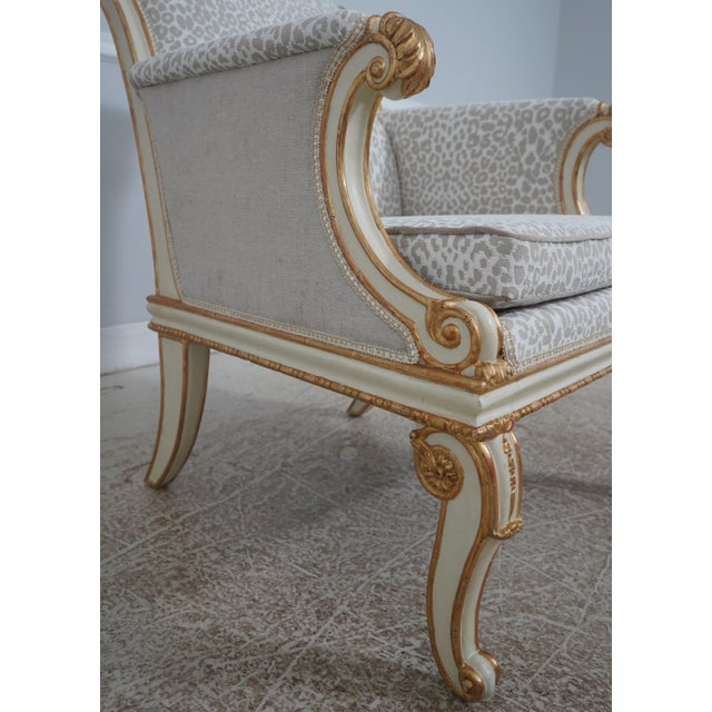 Pair Vintage French Louis XVI Newly Upholstered Lounge Chairs For Sale In Philadelphia - Image 6 of 18