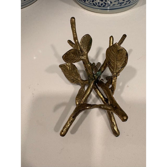 Vintage Art Glass Orb Sculpture on Brass Branch Stand For Sale In Miami - Image 6 of 7
