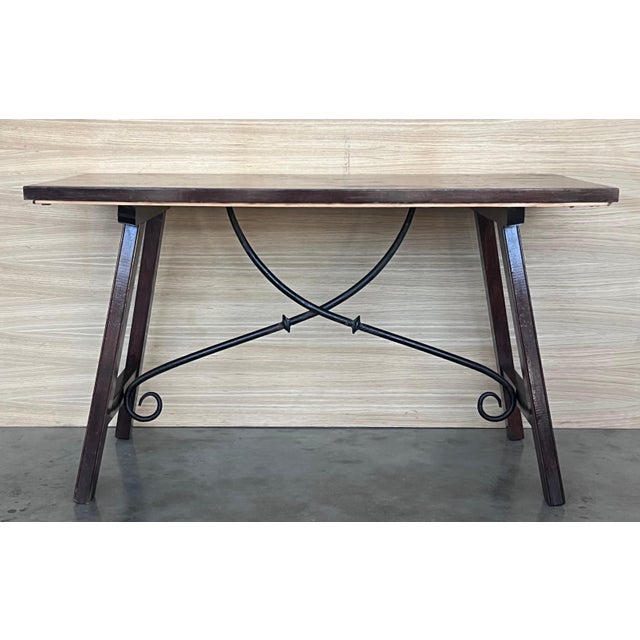 Baroque Early 19th Century Spanish Baroque Work Side Table , Restored For Sale - Image 3 of 18