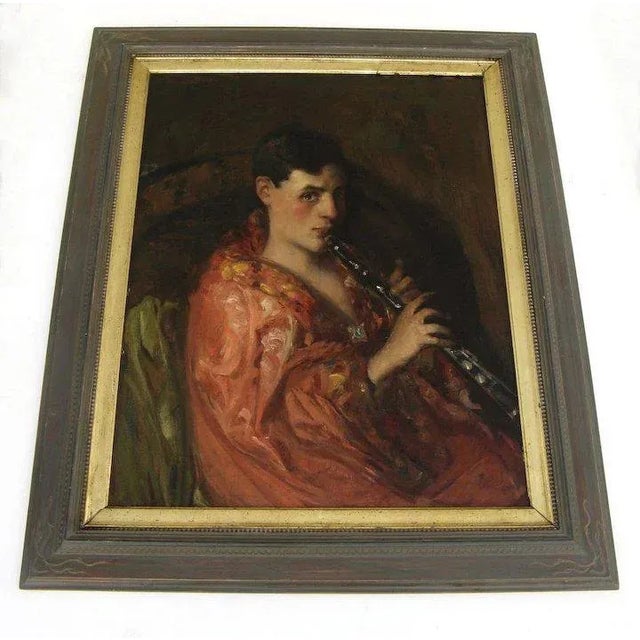 Oil on canvas by Antonio Barone. Although he worked in oil, he was mainly a watercolorist. The influence of Chase is...