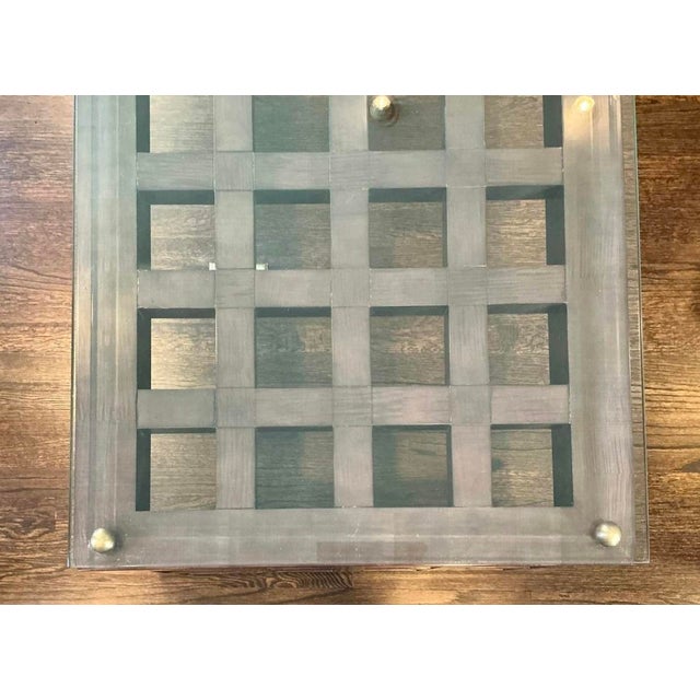 Theodore Alexander Architectural Grid Large 60" Glass Top and Wood Coffee Table For Sale In New York - Image 6 of 8