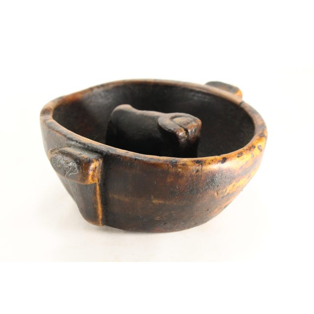 Antique Peruvian Aymara Wooden Marriage Bowl W Ox Chicha Drinking Vessel For Sale - Image 4 of 18