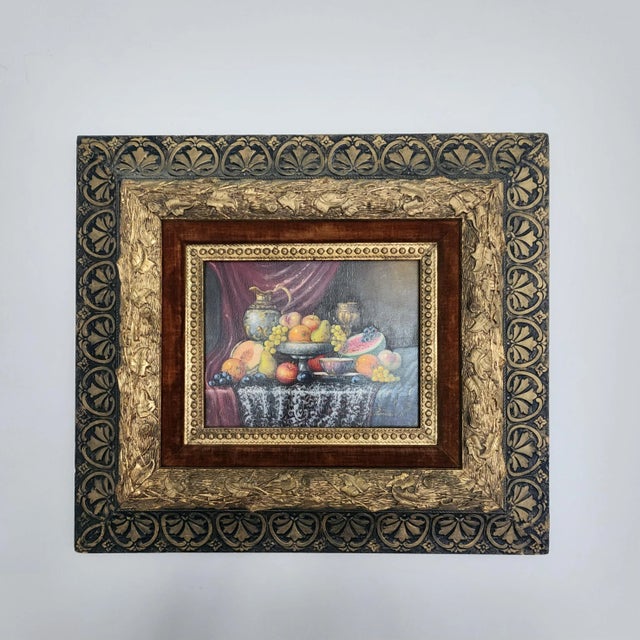 Early 20th Century Original Artist Signed Johan Karoly Reinprecht Ornate Gold Framed Still Life Oil Painting For Sale - Image 9 of 18