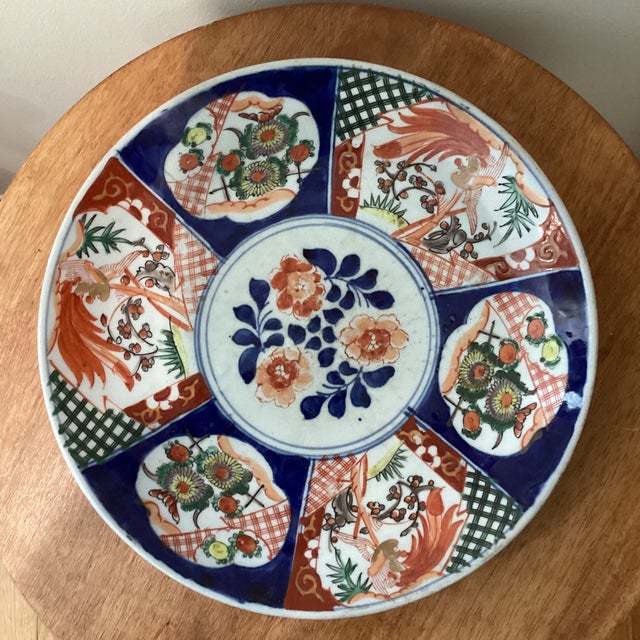 Japanese Antique Japanese Imari Porcelain Hand Painted Platter/Charger With Makers Mark For Sale - Image 3 of 12
