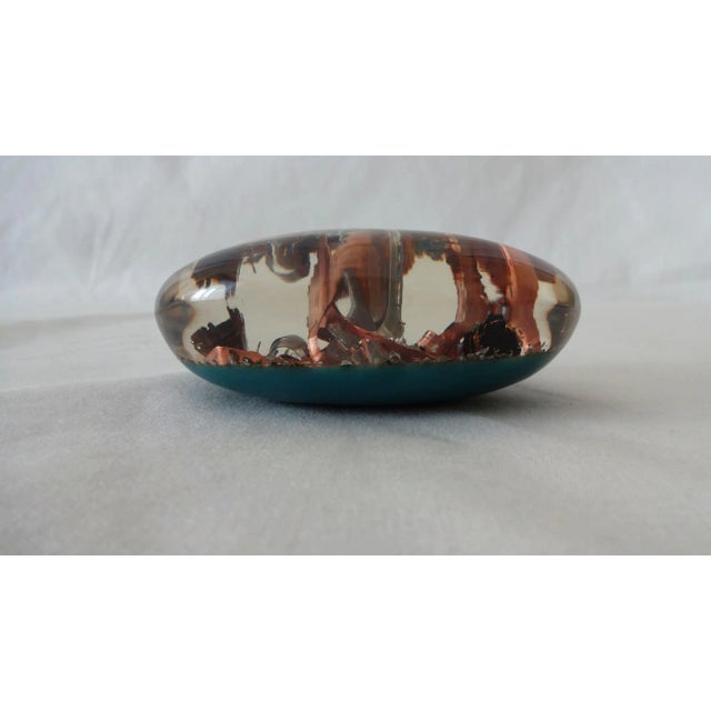 Mid-Century Modern Vintage Lucite/Resin Paperweight With Metal Shavings For Sale - Image 3 of 8