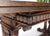 Carved Oak Jacobean Style Refectory Trestle Base Dining Farm Table MINT! two leaves measuring 18 inches in width.