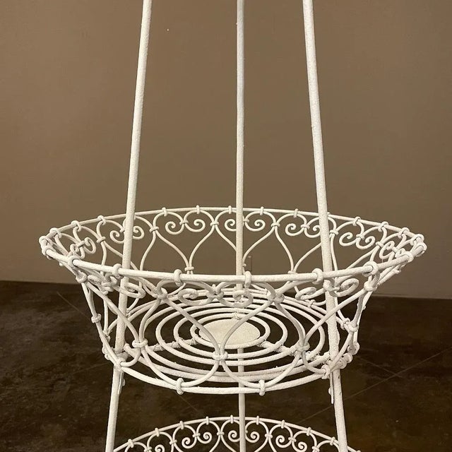 Antique Country French Wrought Iron Triple-Tier Plant Stand ~ Jardiniere For Sale In Dallas - Image 6 of 13