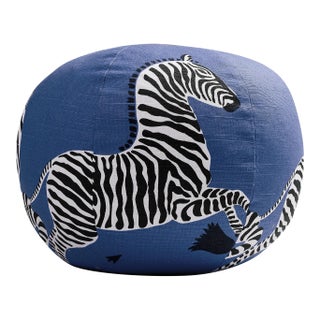 The House of Scalamandré Zebras Sphere Pillow, Denim For Sale