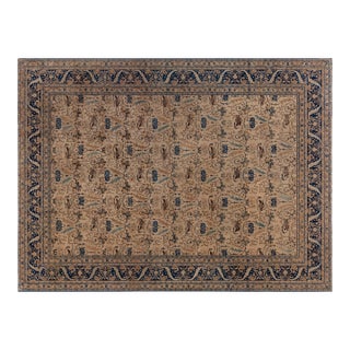 Antique Tabriz Rug in Blue and Brown For Sale